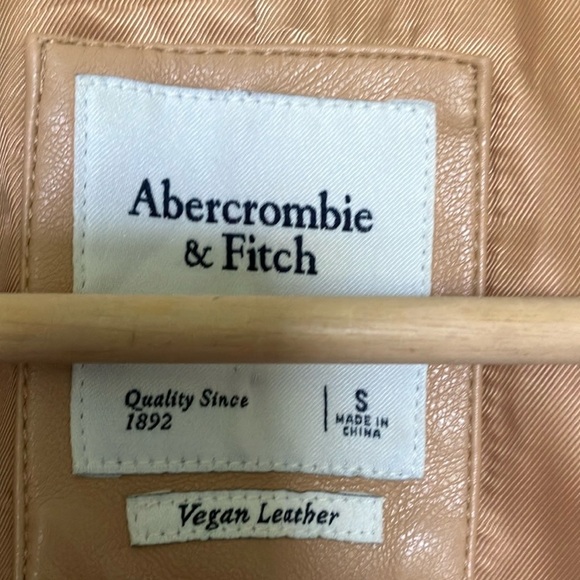 Abercrombie & Fitch vegan Tan Leather Women's Jacket Blazer - Picture 3 of 6